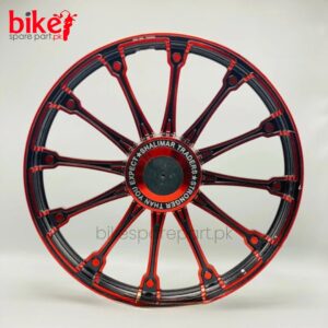 Premium Crown Red Alloy Rims for Honda CD70 – High-Quality Design