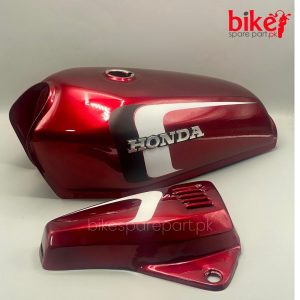 High-Quality Wine Red Irani Metal Side Covers – Featuring Dual Lines & Elegant Paint Finish